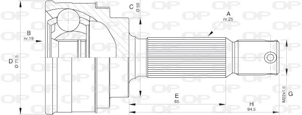 OPEN PARTS Шарнирный комплект, приводной вал CVJ5578.10